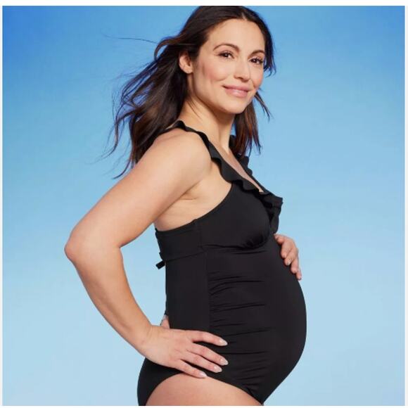 Maternity Swimsuit One Piece Black Medium New - Picture 1 of 6